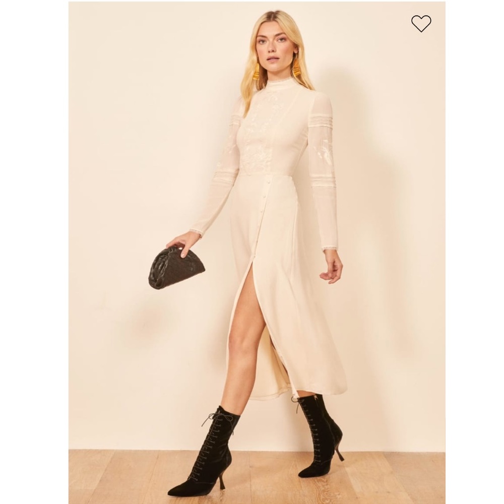 NWT Reformation “Adelia Dress” size 4 Cream Midi